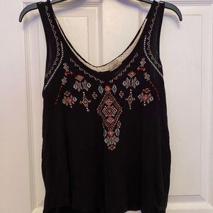 Black embroidered tank top